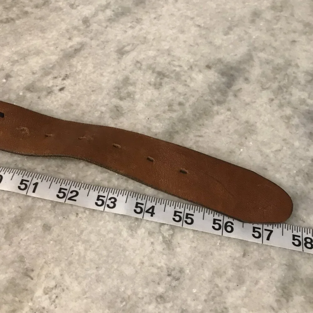 Vintage Leather Belt Mens 52 Brown Black Laced Woven Brass Buckle Western Cowboy